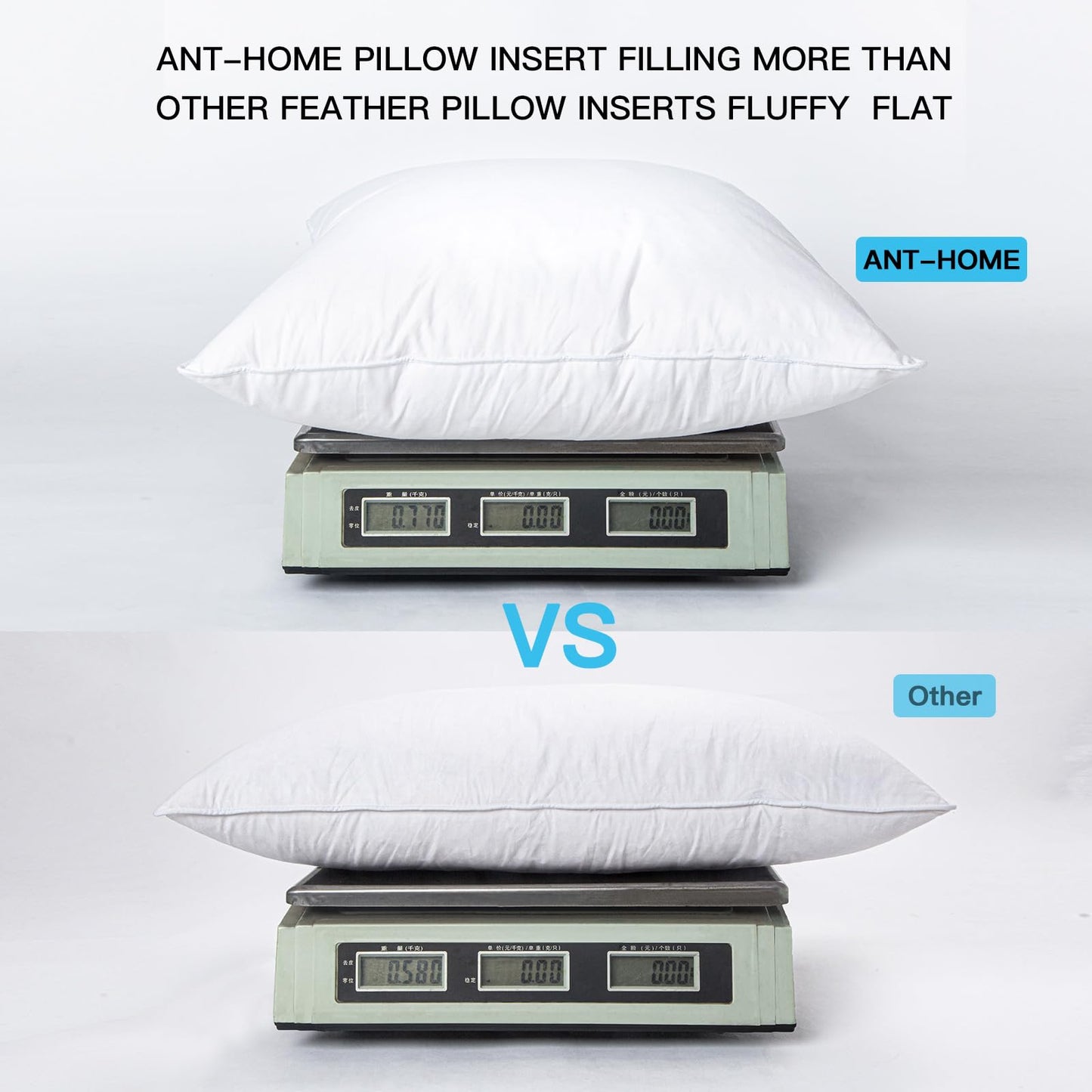 ANT-HOME 14"x24" Pillow Inserts Soft Feather Pillow Set of 2 Indoor Decorative Sofa Down Pillows Bed Pillows Couch Pillow