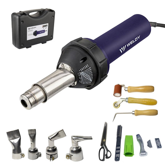 110V Weldy 1600W Professional Hot Air Equipment Hot Blast Torch Overlap Air Welding Gun Welder Pistol Tool Hot Air Gun (Weldy heat gun set)
