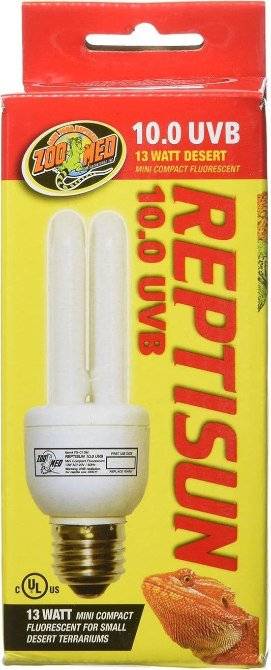 (2 Pack) Zoo Med Reptisun 10.0 Uvb Mini Compact Fluorescent