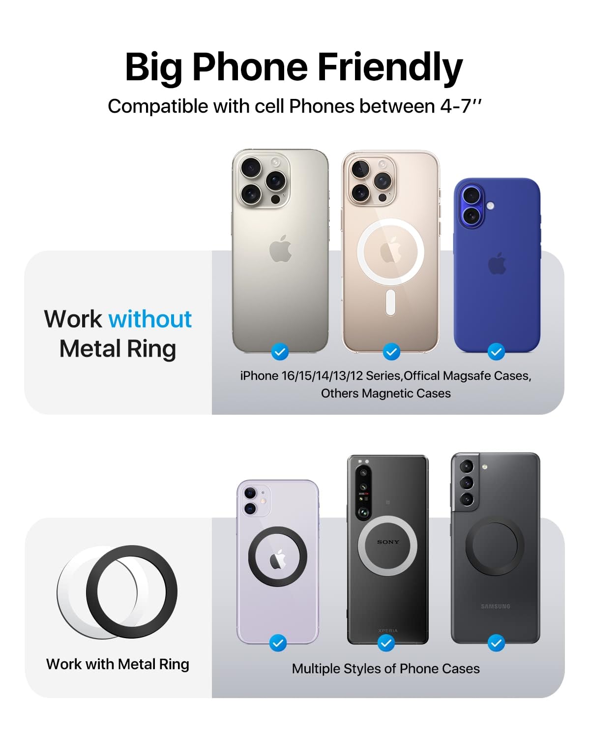 andobil Upgraded for MagSafe Car Mount Pro [Strongest Magnet, Big Phone Friendly] Magnetic Phone Holder for Car Vent Stable Cell Phone Car Holder Mount for iPhone 16 15 14 13 Pro Max Samsung S24 S23