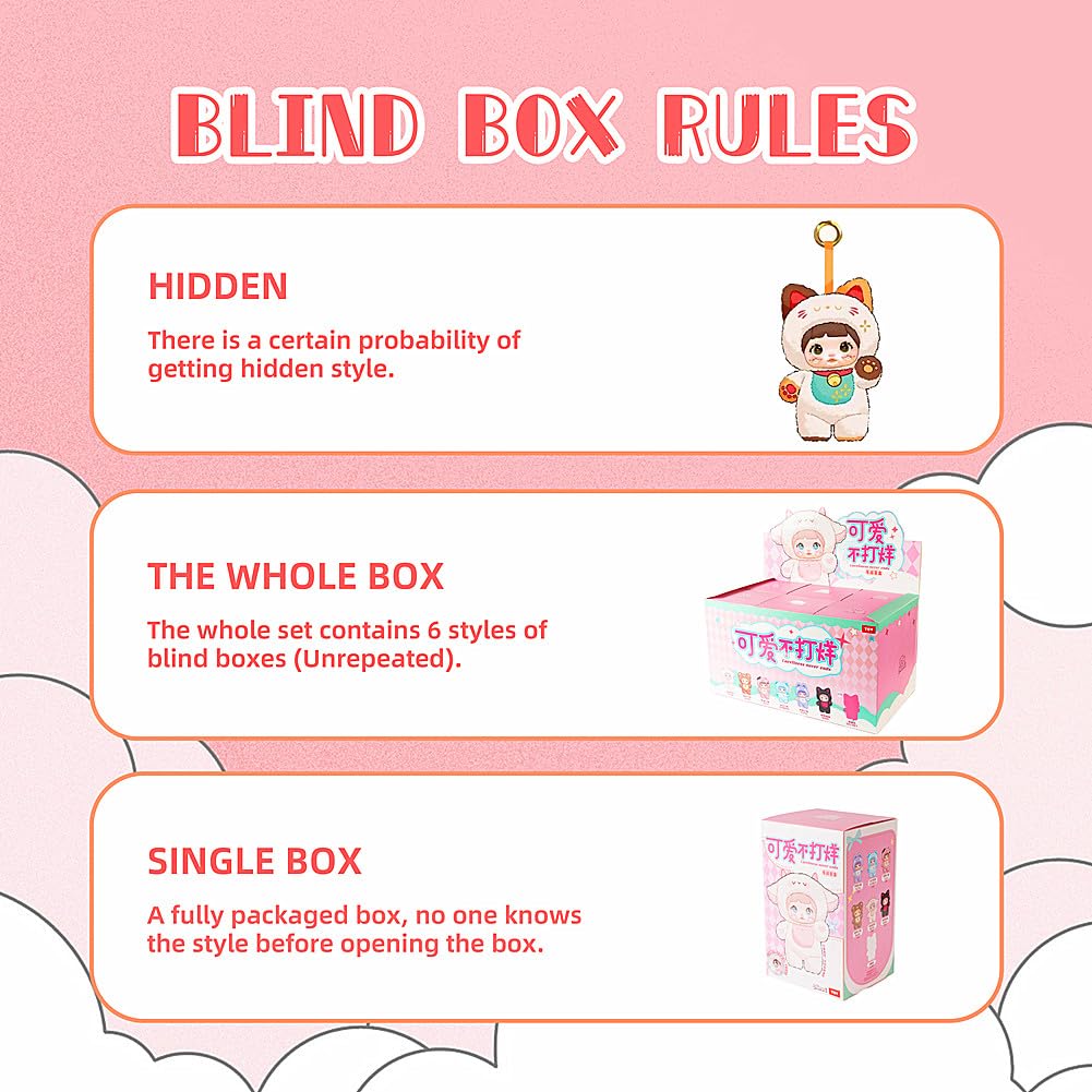 BIRZWOT Nommi Plush Blind Box， Plush Figure Toys 1PC (1 of 7 Possible Styles) Loveliness Never Ends Series Keychain & Bag Charm Birthday Gifts 8.5 in