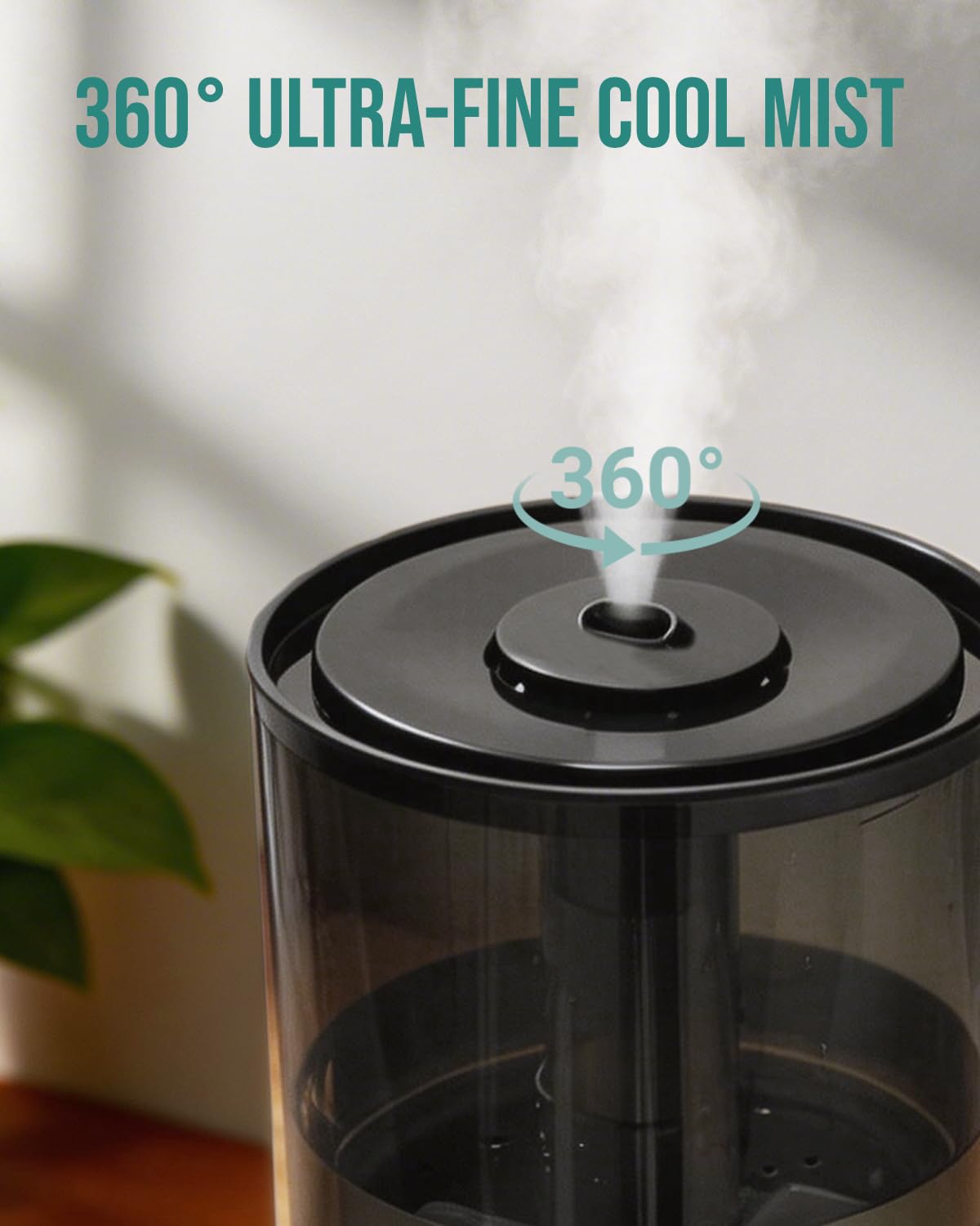 Kaxidol Humidifiers for Bedroom,1.06Gal(4L) Dishwasher Safe Design Easy to Clean, 3-in-1 Humidifier & Aroma Diffuser & Night Light,Top Fill,360° Ultra-Fine Spray,Auto Shut-Off,Home,Baby Nursery,Black