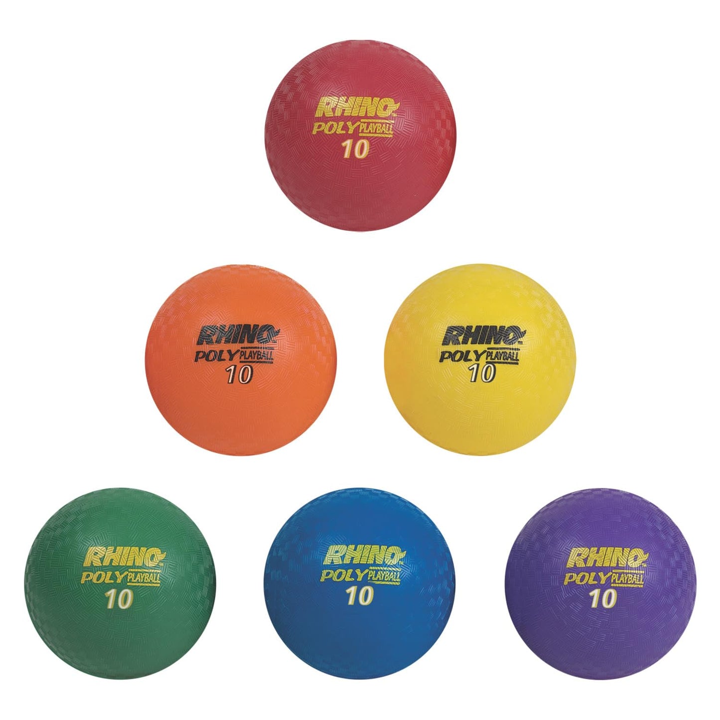 Champion Sports PX10SET Rhino Playground Ball Set, 10" Diameter, Rubber, Assorted, 6 Balls/Set (CSIPX10SET)