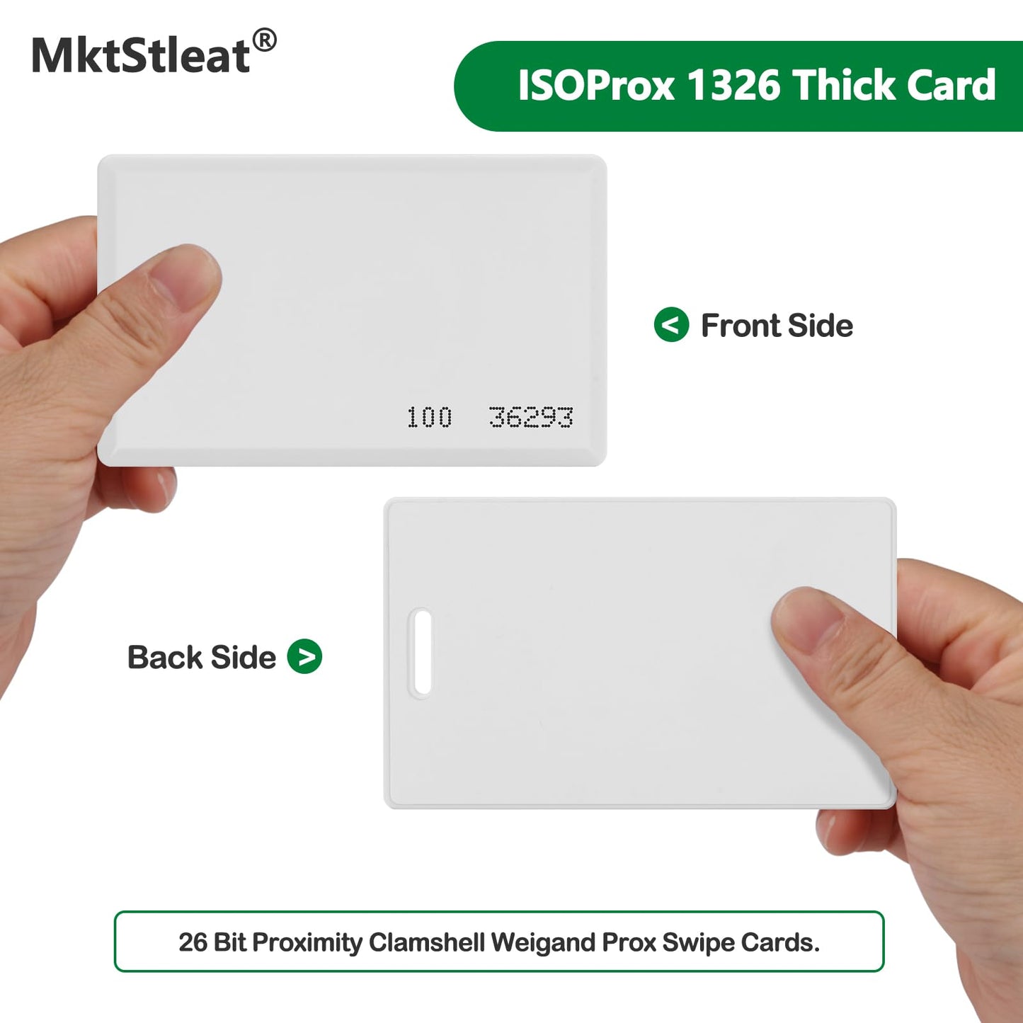 MktStleat 100 Pack Proximity Cards 26 Bit Proximity Clamshell Weigand Prox Swipe Cards Compatable with ISOProx 1386 1326 H10301 Format Readers and Systems. for Commercial Access