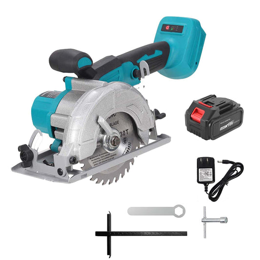 5 Inch Brushless Cordless Circular Saw with 4000mAh Battery,6500 RPM Compact Circular Saw,20mm Arbor with 1 TCT 30T Wood Blade and Scale Ruler