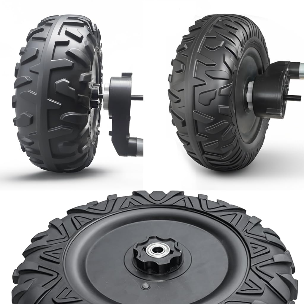 2Pack 33CM/13'' PU Solid Rubber Tire for Power Wheels Ride on Car ﻿Alligator Tires Wheels Upgrade,13in Wheels 1.2CM/0.47in Aperture Front/Rear Wheel for Car/SUV/UTV/ATV/Motorcycle Replacement Parts