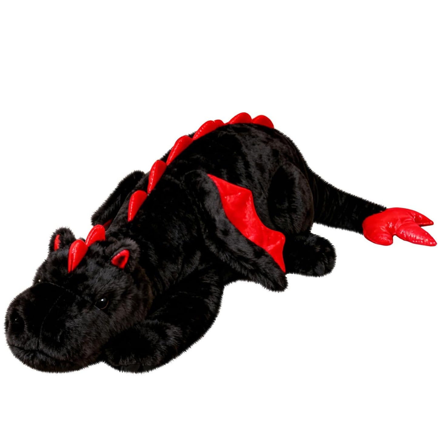 ARELUX Giant 50in 3Lb Big Black Dragon Large Stuffed Animals Cute Plush Toy Fuzzy Jumbo Dinosaur Pillow Plushies with Wings Cuddly Soft Green Pterosaur Plushie Gifts for Friends Family