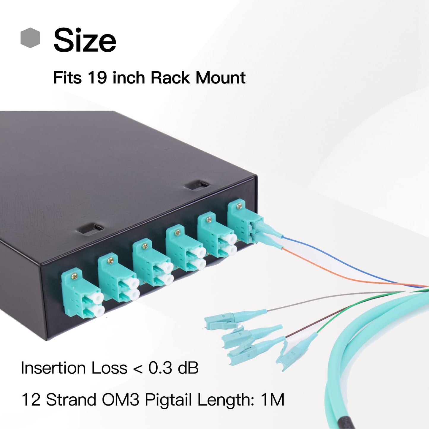 GESD LC-MM 6Port OM3 Box Cables 12 Port Wall Mount Fiber Enclosure with Spool OM3 Multimode LC-UPC Kit (Includes 1 Meter 12 Strand LC-UPC OM3 Pigtail and 6 Port Duplex OM3 LGX Loaded Panel, Black