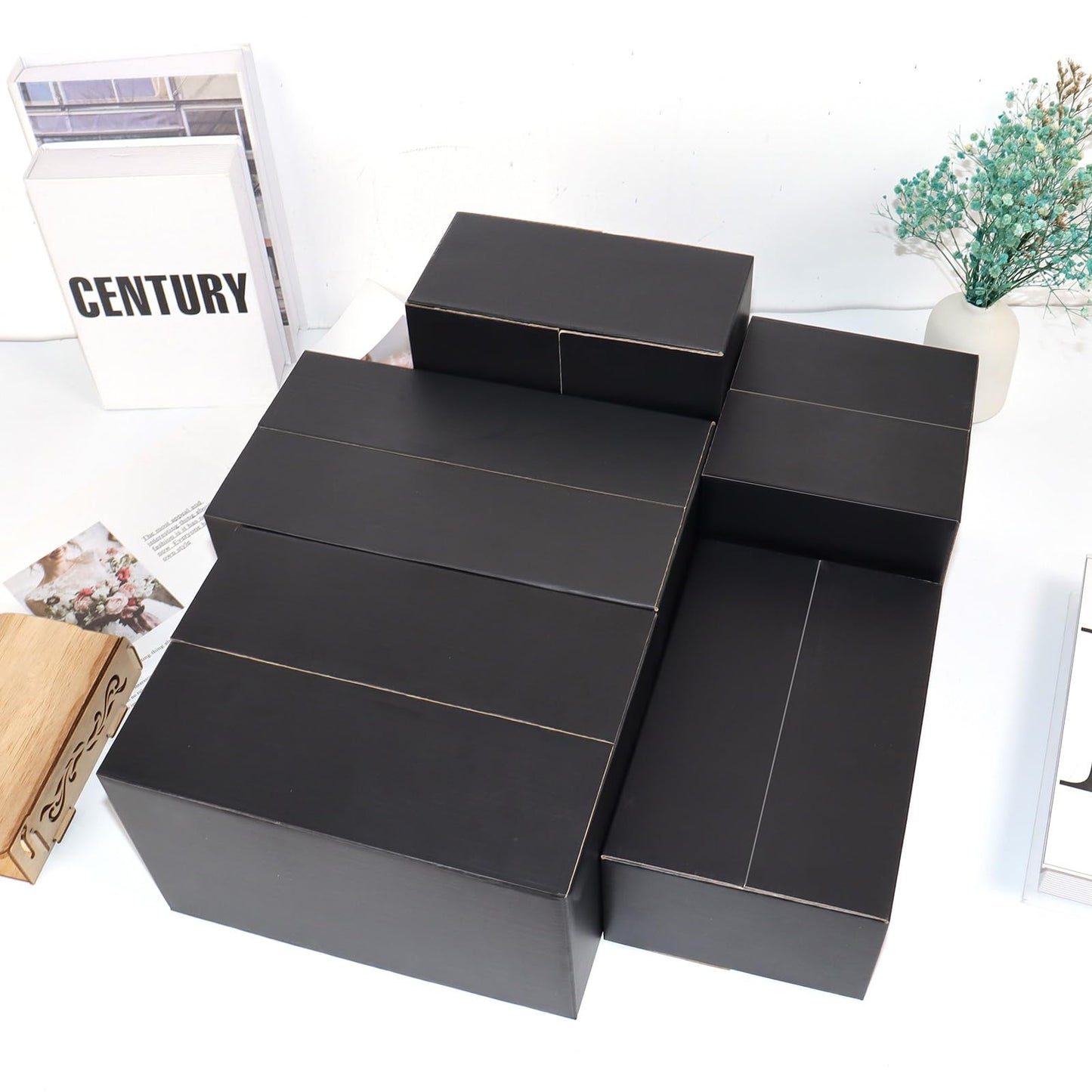 Shipping Boxes Medium 10x7x6 Inches, 30 Pack Mailer Packaging Boxes Bulk, Black Corrugated Cardboard Boxes for Small Business Mailing Packing