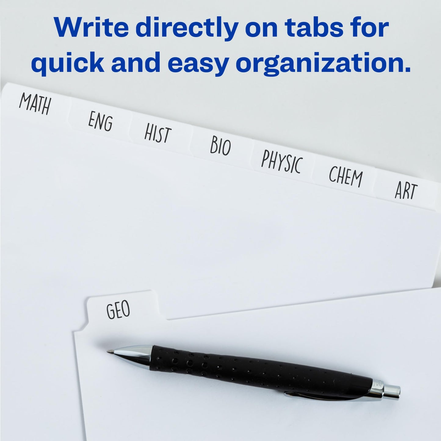 Avery Binder Tabs Divider – Bulk 5‑Tab Write‑On Design, Tear‑Resistant Reinforced Holes, Fits Standard 3‑Ring Binder, White Recycled Index Paper, 36 Sets – Ideal for Students & Offices