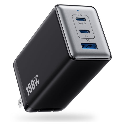 150W USB C Charger Block,GaN III Compact Foldable Wall Charger 3 Port Fast Charging Station,PD QC PPS Portable Charger 100W Laptop Adapter for MacBook Pro/Air,iPad,iPhone 16/Pro,Galaxy S24,Dell etc