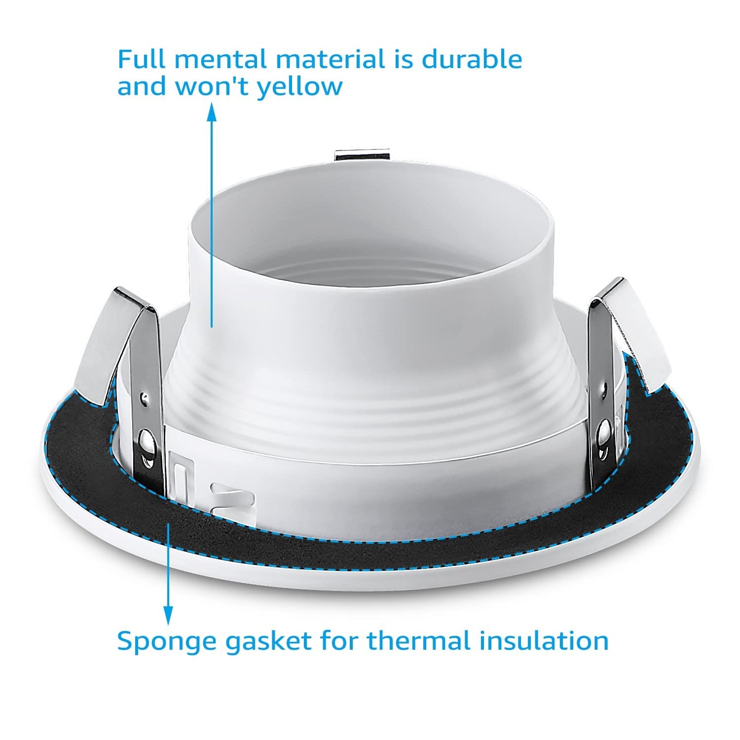 TORCHSTAR 12-Pack 4 Inch Classic White Recessed Light Trim, Metal Can Light Trim, Step Baffle with Ring, Fit Halo/Juno Remodel Recessed Housing, 4 Inch Trim for PAR16, PAR20, BR20, White
