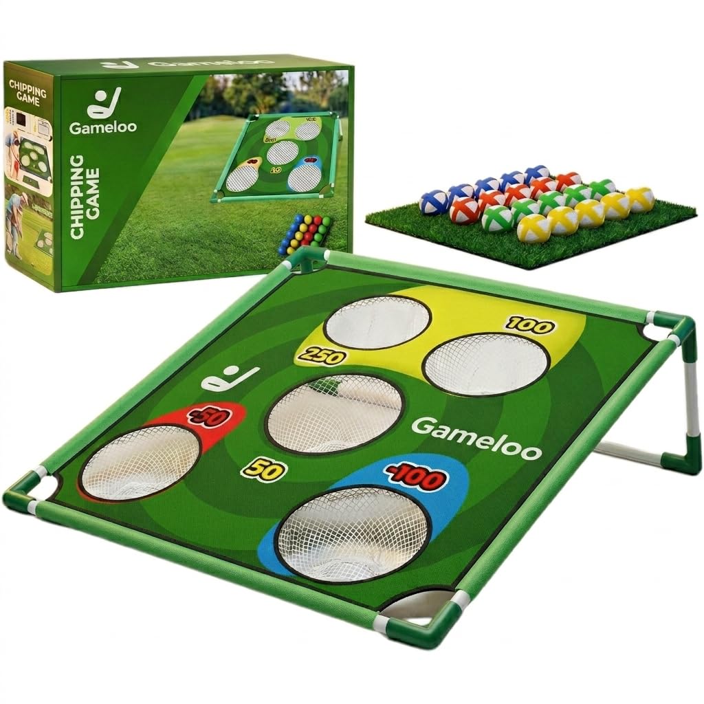 Gameloo Golf Chipping Game Set – Indoor & Outdoor Golf Pong Game for Adults and Family – Complete Backyard Golf Practice Kit with Hitting Mat, and Carry Bag – Perfect Fun Party Game & Gift
