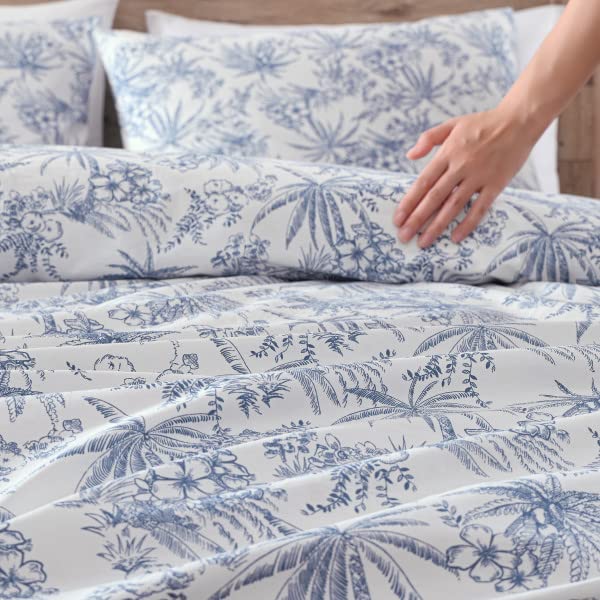 Tommy Bahama- Queen Duvet Cover Set, Reversible Cotton Bedding Set with Matching Shams, Coastal Bedding Set (Pen and Ink Blue, Queen)