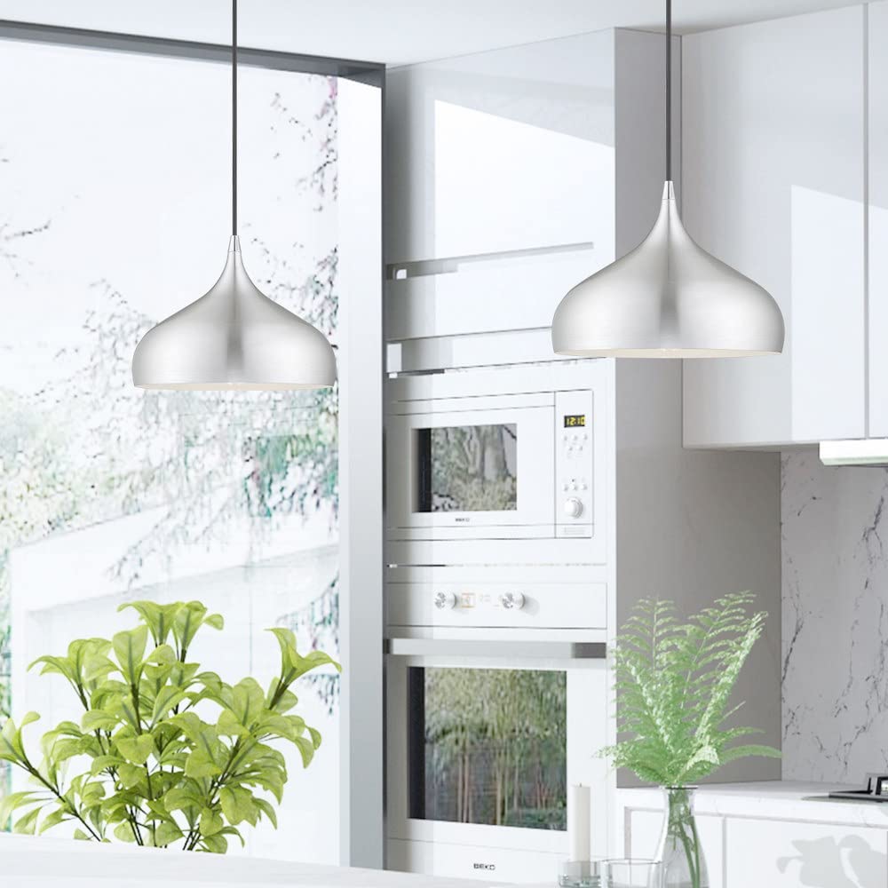 Livex Lighting 41172-69 Metal Shade - 11.75" One Light Mini Pendant, Shiny White Finish with Shiny White Metal/Gold Shade