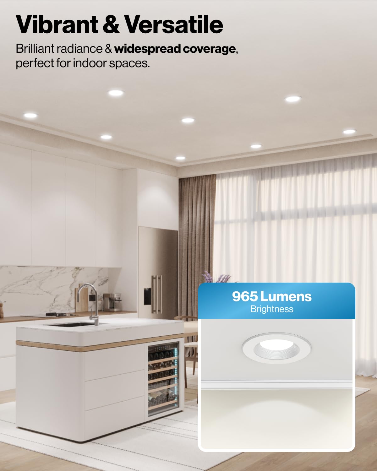 Sunco 6 Pack Recessed Lighting 6 Inch, Retrofit Can Lights, 965LM, 13W (75W Equivalent), Selectable CCT 2700K/3000K/3500K/4000K/5000K, Dimmable, Baffle Trim, Damp Rated UL