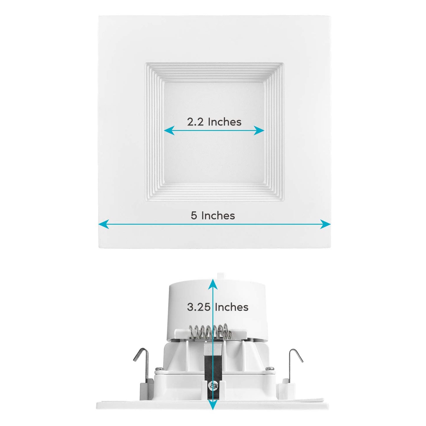 LUXRITE 4 Inch Square Recessed LED Can Lights, Color Temperature Selectable 2700K | 3000K | 3500K | 4000K | 5000K, Dimmable Recessed Lights, 750 Lumens, Energy Star, Wet Rated, Baffle Trim (4 Pack)