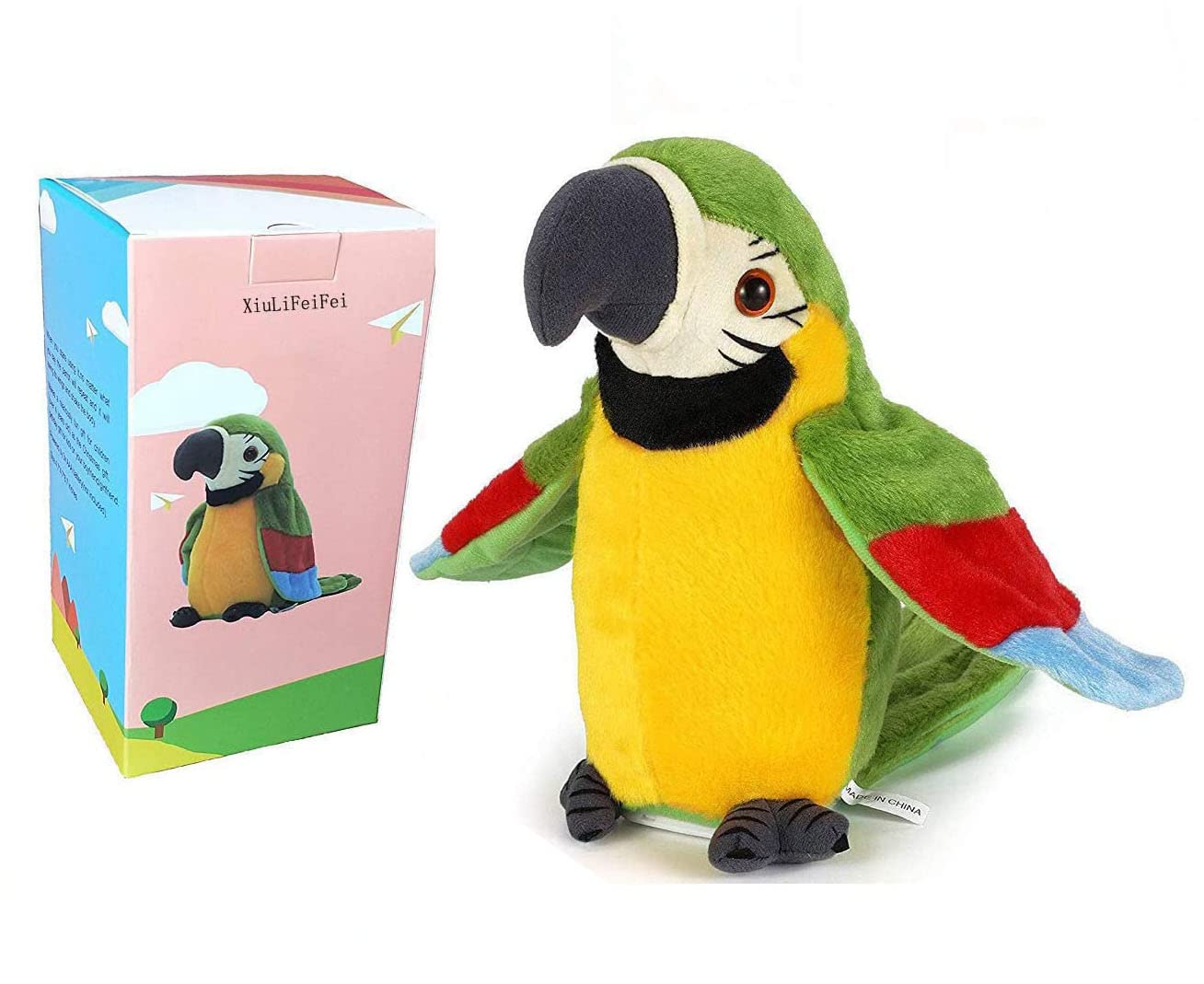 xiulifeifei Talking Parrot - Repeats What You Say with Cute Voice - Electronic Pet Talking Plush Toy Parrot for Child Kids Gift Party Toys。