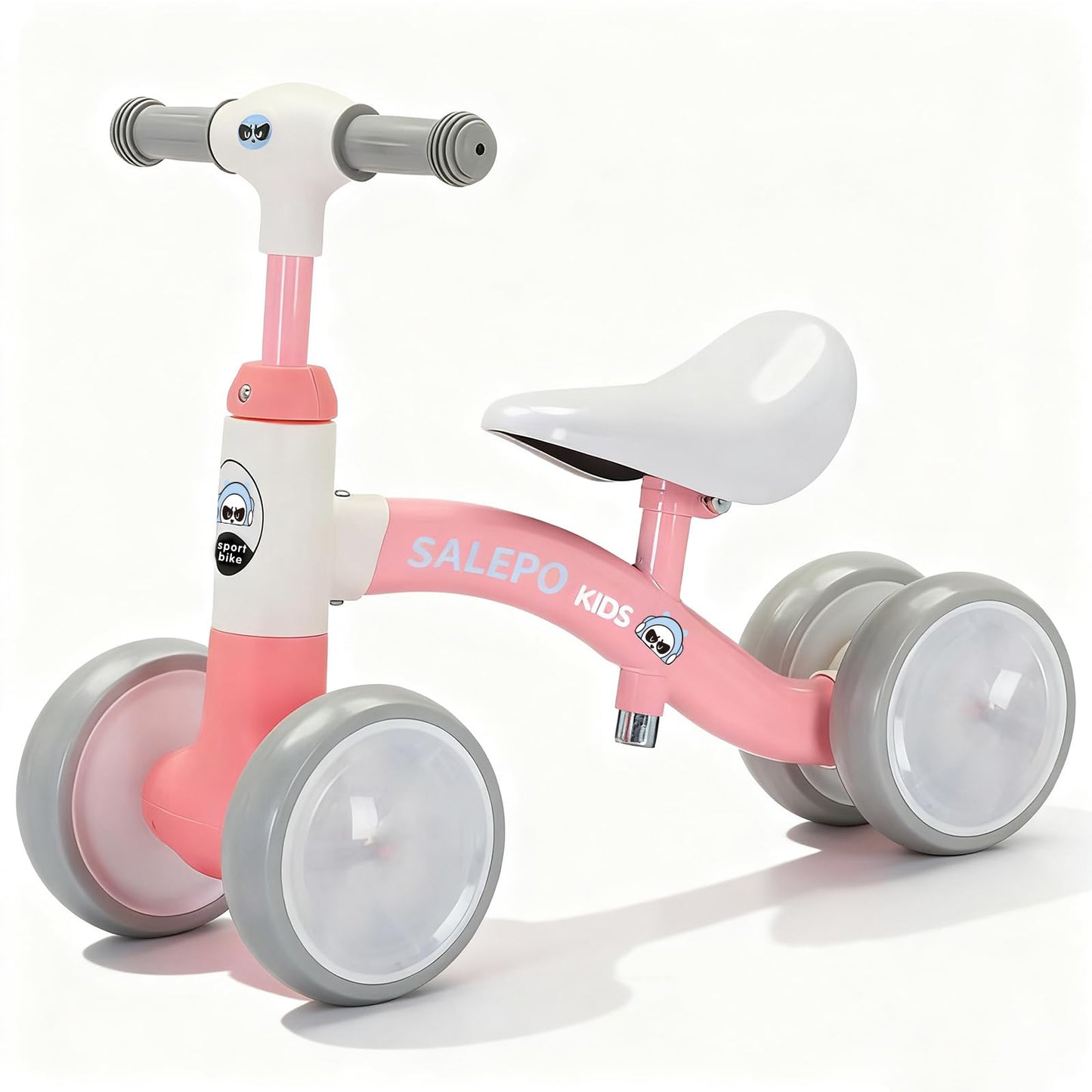 Baby Balance Bike Toy for for 12-36 Months, Toddler Balance Bike with Adjustable Seat, Handle &4 Silence Wheels No Pedal, Pre-School First Ride for Boy Girl First Birthday Gift(Pink)