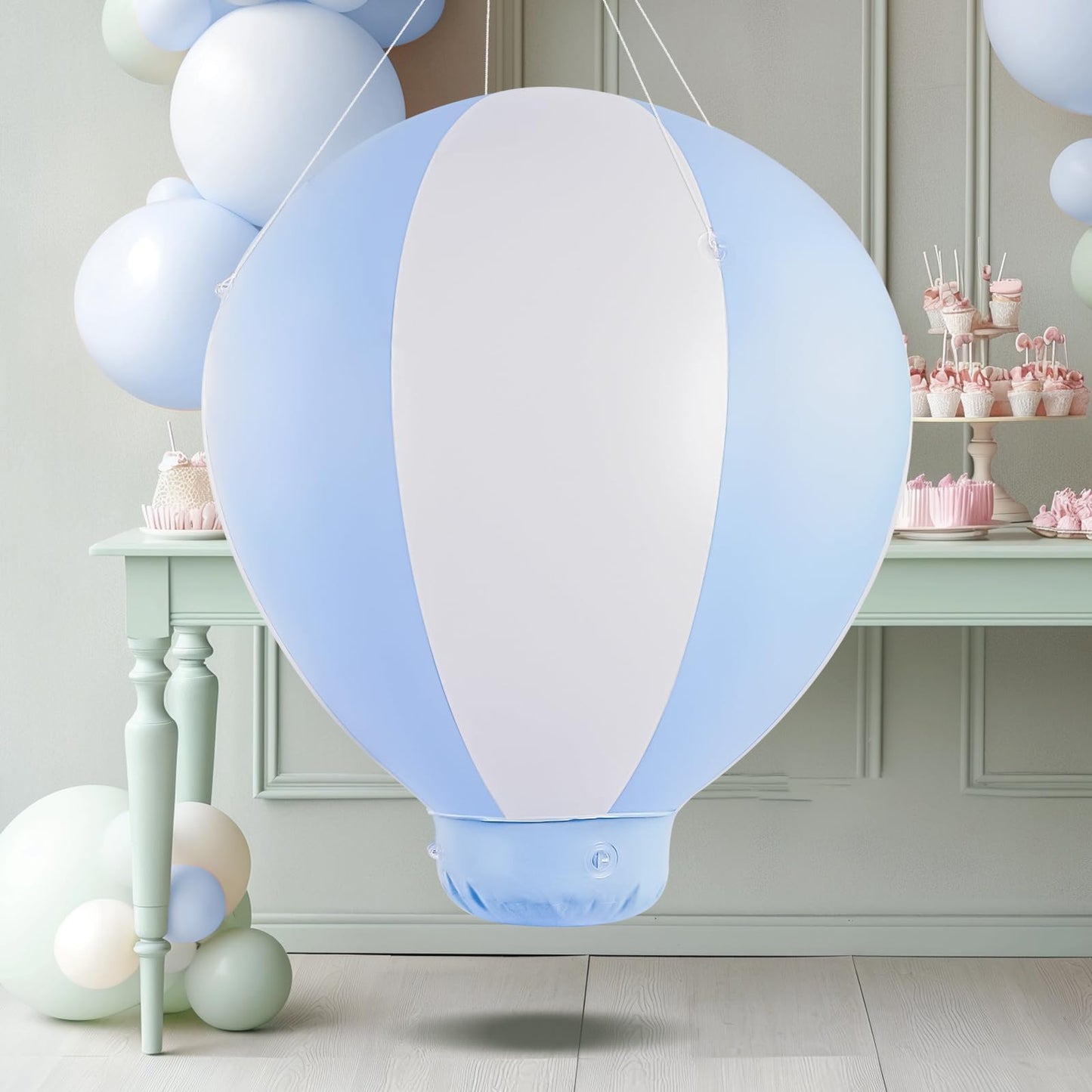Toggloo 5FT Inflatable Hot Air Balloon Decorations, Hanging Hot Air Balloon for Boys Baby Birthday Party Wedding Exhibitions, Air Pump Inclued, Blue