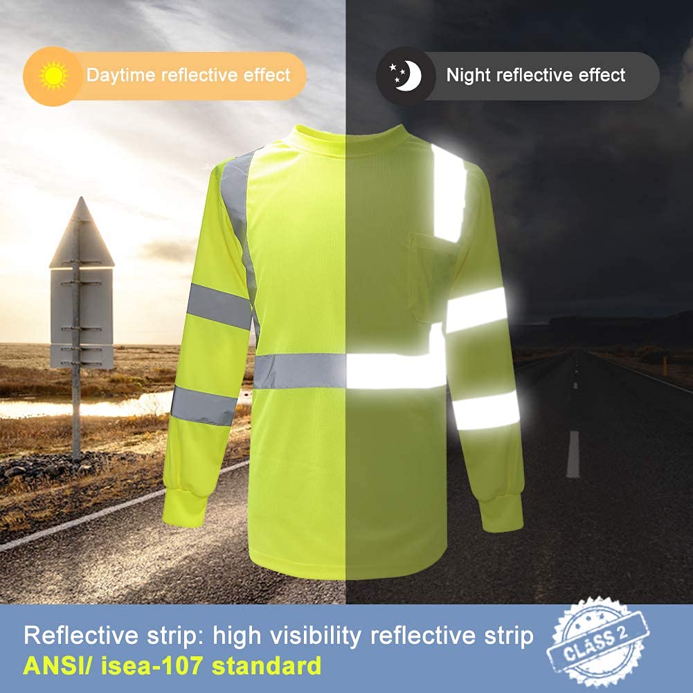 A-SAFETY Long Sleeve Safety Shirts for Men 3 Pack (Yellow X-Large)
