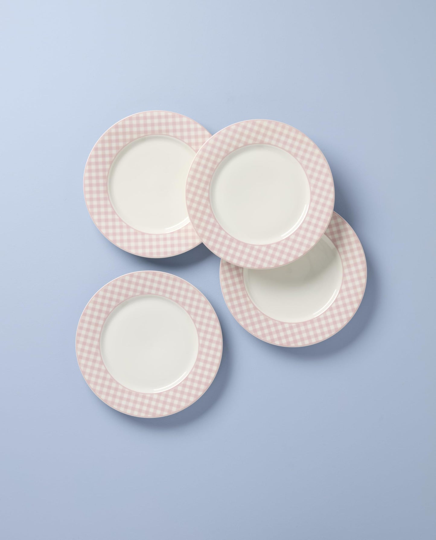 Lenox 897166 Gingham Dinner Plates, Set of 4, Pink, Valentine's Day