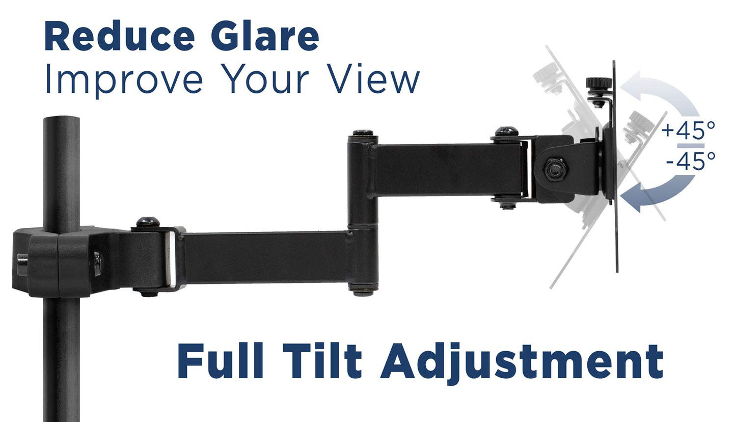 Mount-It! Universal Full Motion Steel Pole Mount with Articulating Arm and Removable VESA Plate for 17 to 32 Inch Monitors & TVs, VESA 75x75 & 100x100 Compatible, Black (MI-391)