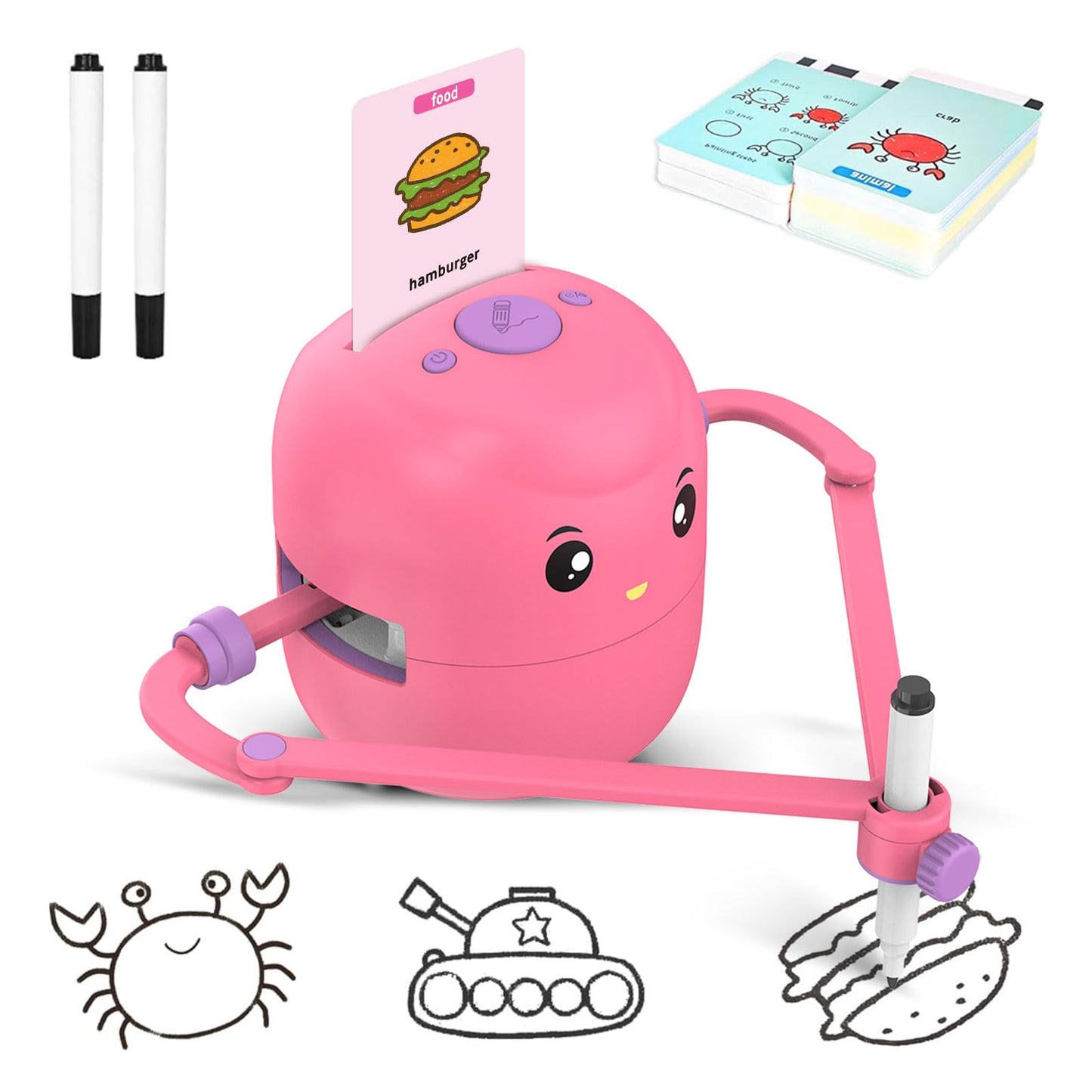VNSINDDU Interactive Educational Drawing Robot for Kids Learning Toy with 100 Word Cards, Voice Interaction, Ages 5+ Drawing Robot