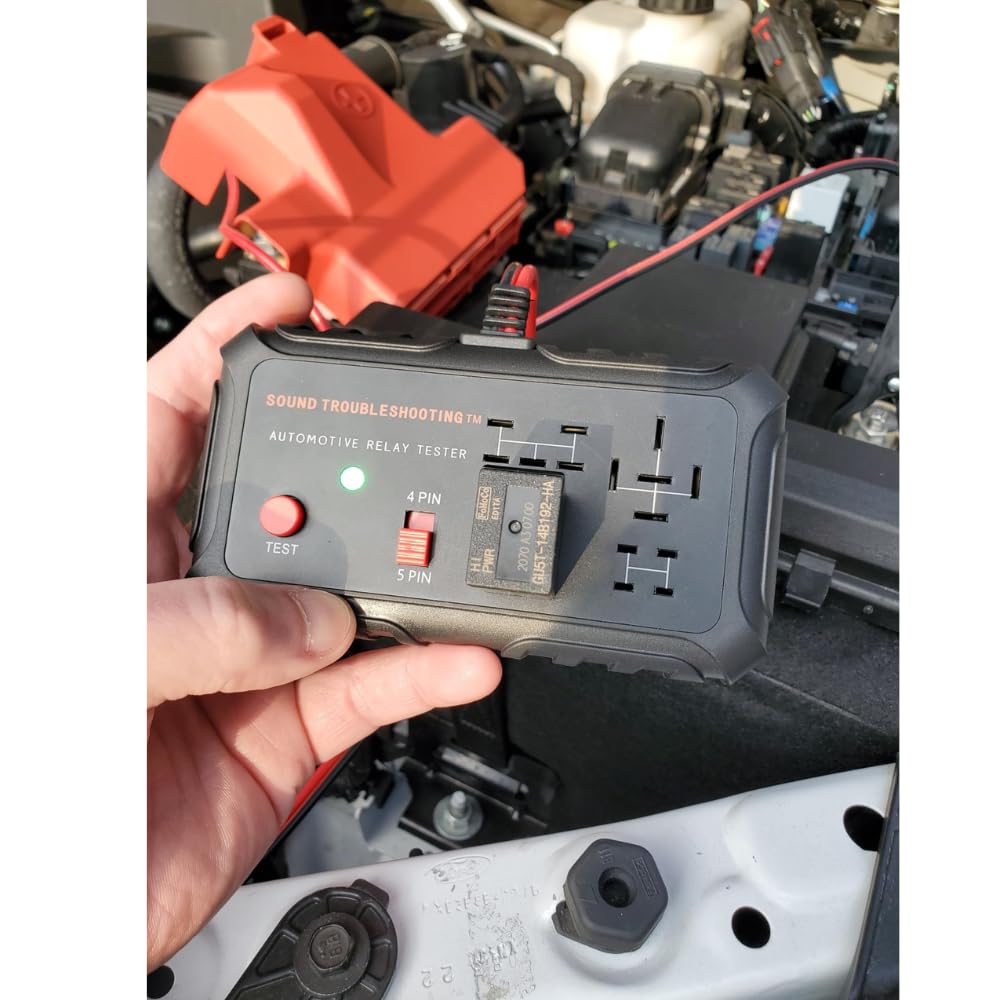 Sound Troubleshooting Automotive Relay Tester - 4 & 5 Pin 12V Auto Diagnostic Tool, Small Handheld DIY Car Tester with Battery Clips, Relay Testing Kit, Electrical Systems Tool | Patented