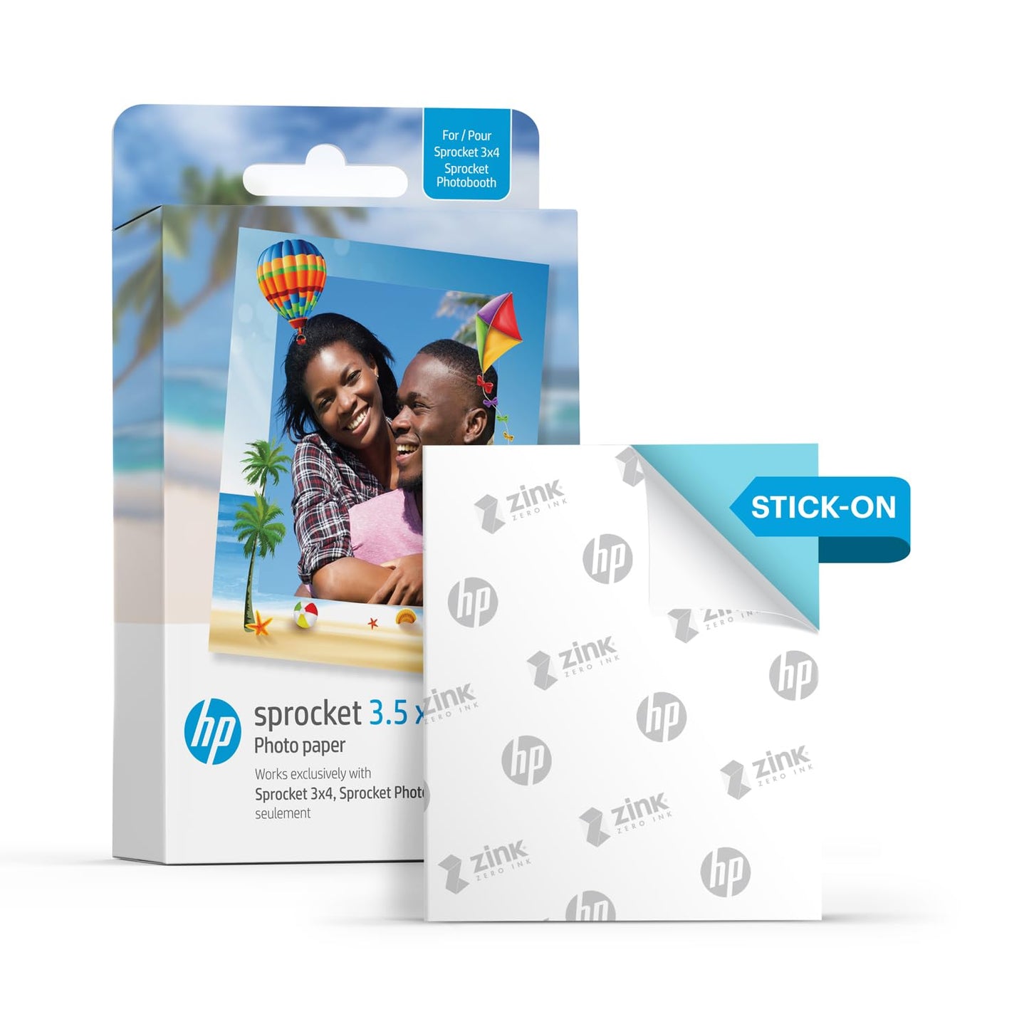 HP Sprocket 3.5 x 4.25" (8.9x10.8 cm) Premium Zink Sticky Back Photo Paper, 50 Sheets, Compatible Only with HP Sprocket 3x4 & Photobooth Photo Printers