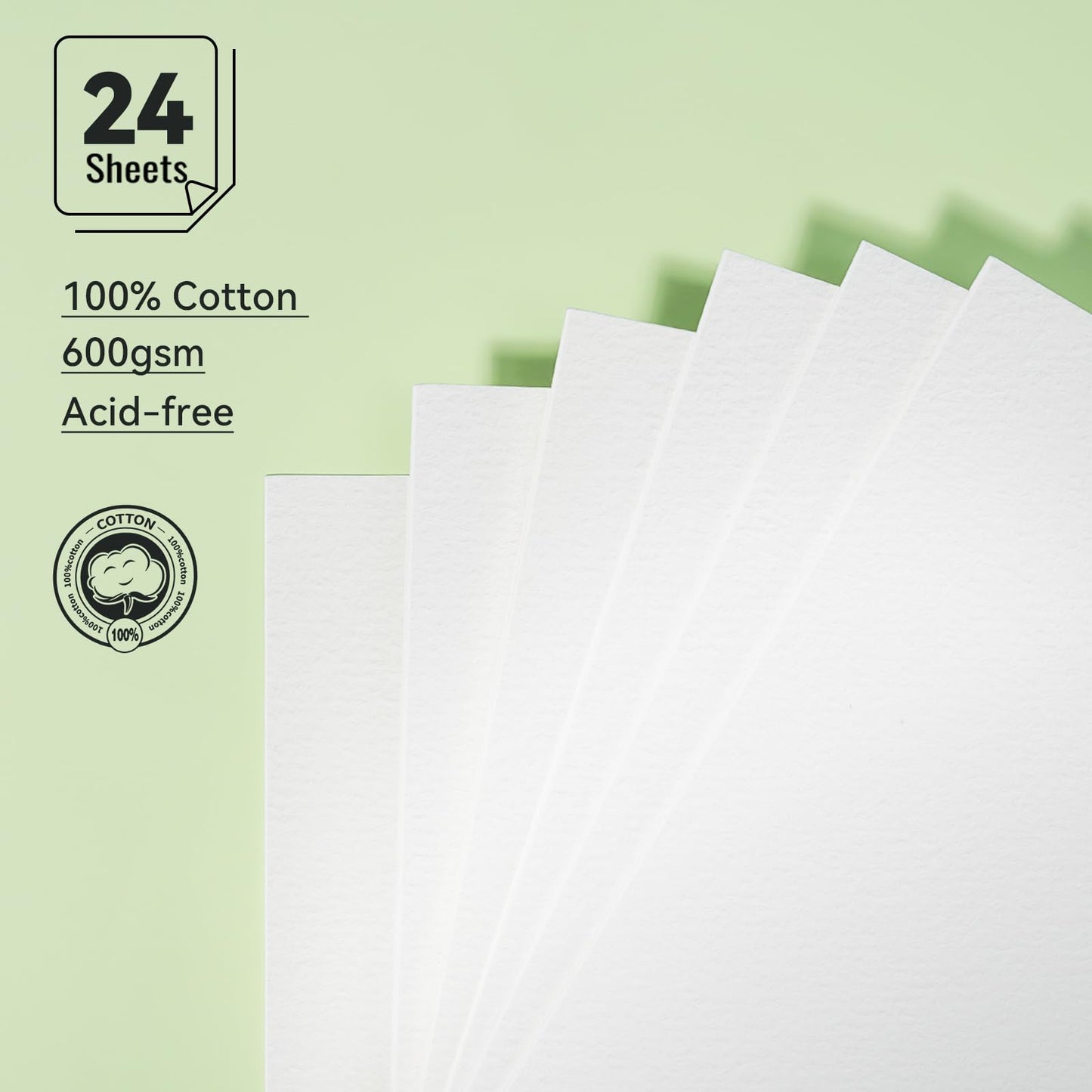 LIGHTWISH Watercolor Paper Bulk, 100% Cotton Cold Press 600gsm, 2 Pack, Total 24 Sheets A5 hole-punched Replaceable Paper for Artists, Adults,Students,5.5 * 8.2 Inches