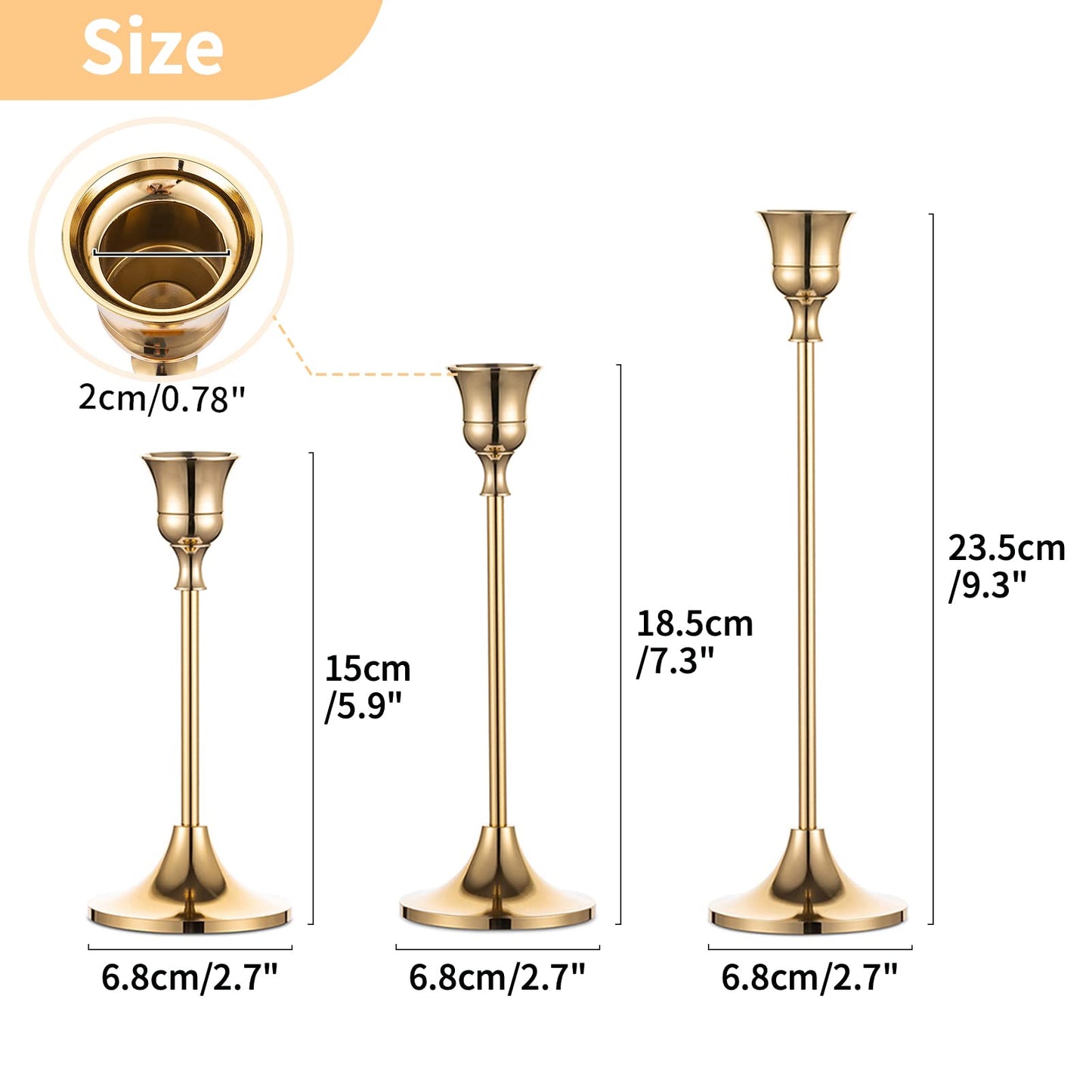 Nuptio Candlestick Candle Holders 15 Pcs Candle Stick Holder Gold Taper Candle Holder Candle Stand for Wedding Party Thanksgiving Halloween Birthday Mantel Baby Shower Table Centerpieces Decor