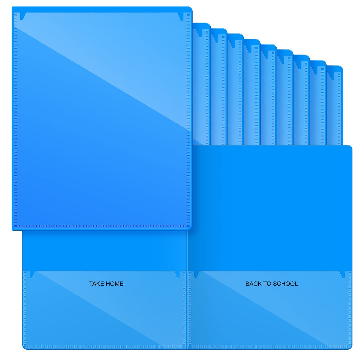Henoyso 48 Pcs Plastic Take Home Folders with 2 Pockets Parent Teacher Classroom Communication Homework Folder for Students Parent Teacher Connector(Blue)