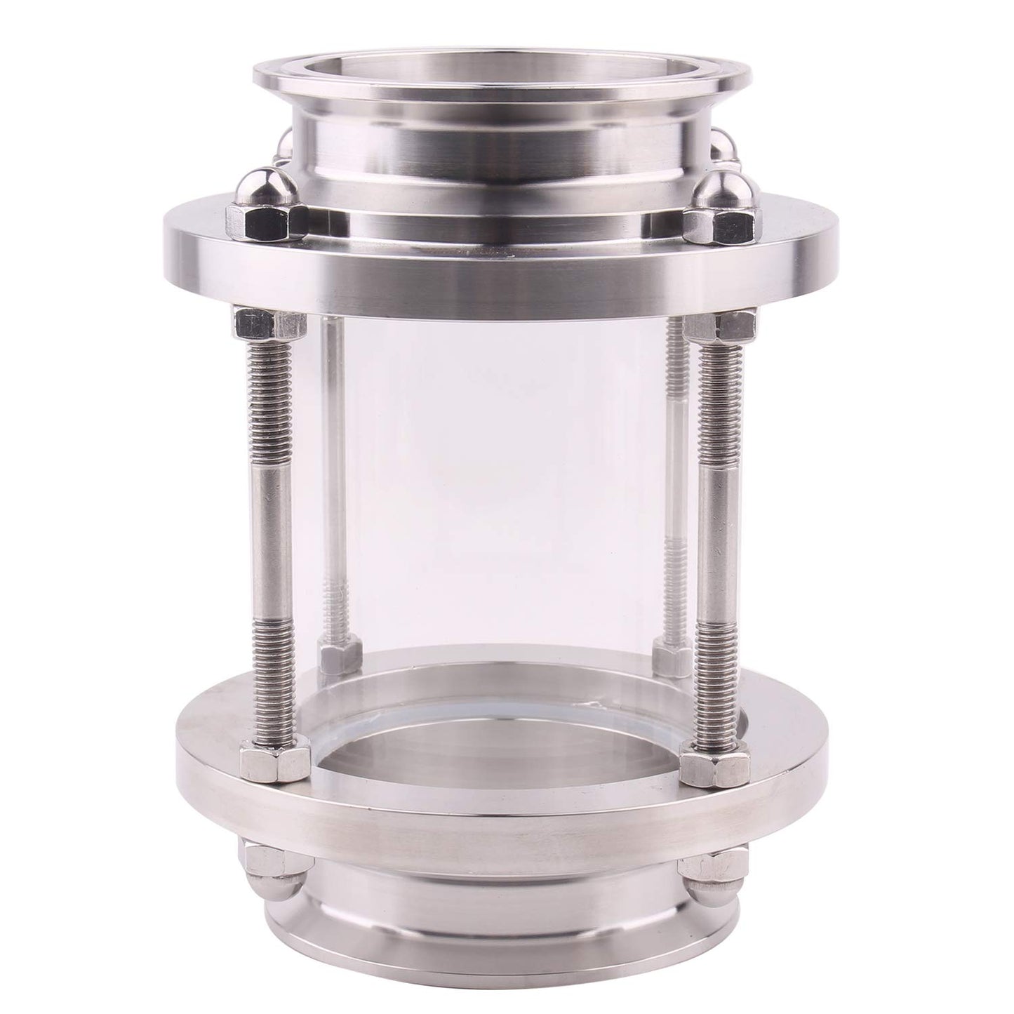 DERNORD In-Line Sight Glass with Clamp End,Flow Sanitary Straight Sight Glass SUS316 3 Inch Tri Clamp Type (Flow Pipe OD 76MM)