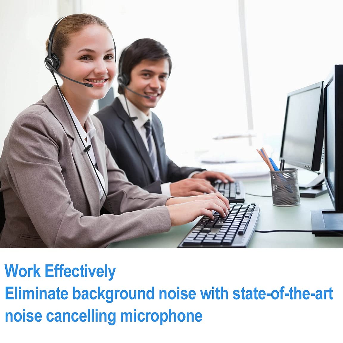 Polycom Phone Headset Noise Cancelling Mic RJ9 U10P Bottom Cable Compatible with Polycom VVX, Shoretel, Nortel (Avaya) Phones