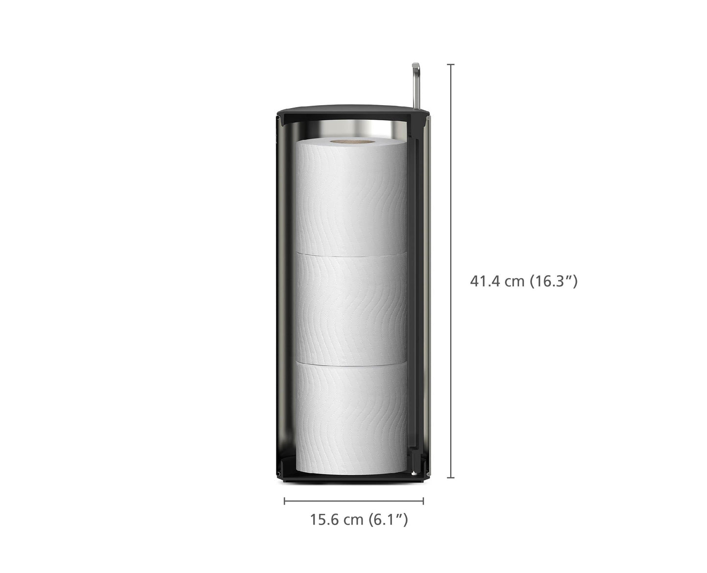 Joseph Joseph EasyStore Luxe Stainless Steel Concealed Toilet Paper Holder Stand Storage with Lid, Hods up to 3 Rolls