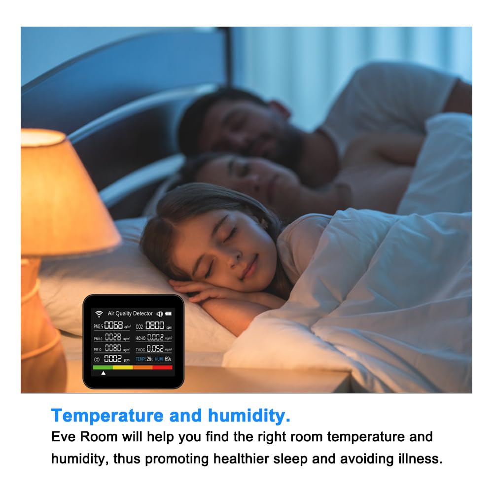 14-in-1 Air Quality Monitor, Indoor Temperature Sensors, Detect PM2.5/PM1.0/PM10/CO2/CO/TVOC/HCHO/Temperature/Humidity, Air Quality Meter for RV Home Office School Hotel
