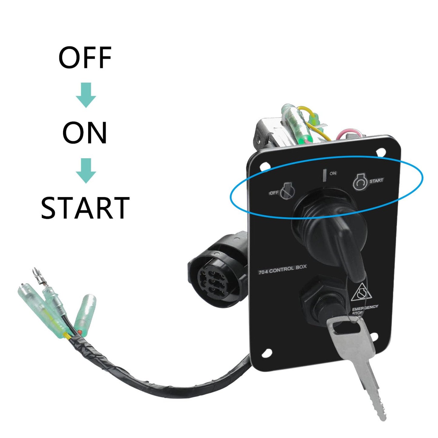 TXRXIZ 12V Single Key Switch Panel Marine Outboard Single Engine Ignition Key Panel Assembly On Off Switch 704 Control Box for Yamaha Outboard Yacht #704-82570-01-00, 704-82570-12-00