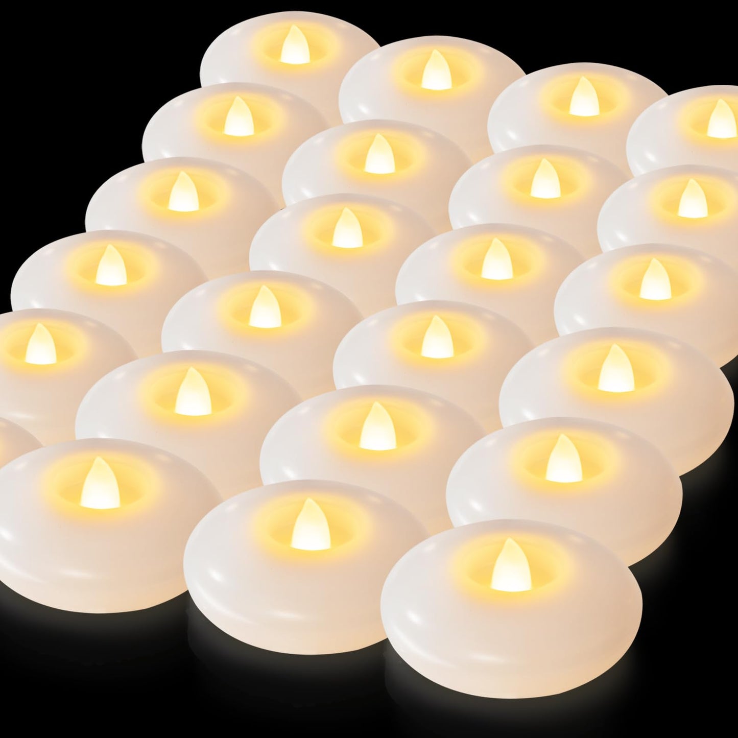 5plots 48 Pack 200 Hour Flameless Floating Candles, 3 Inches White Waterproof Led Tealights for Wedding Vases Centerpieces Party Proposal Pool Decor Decoration