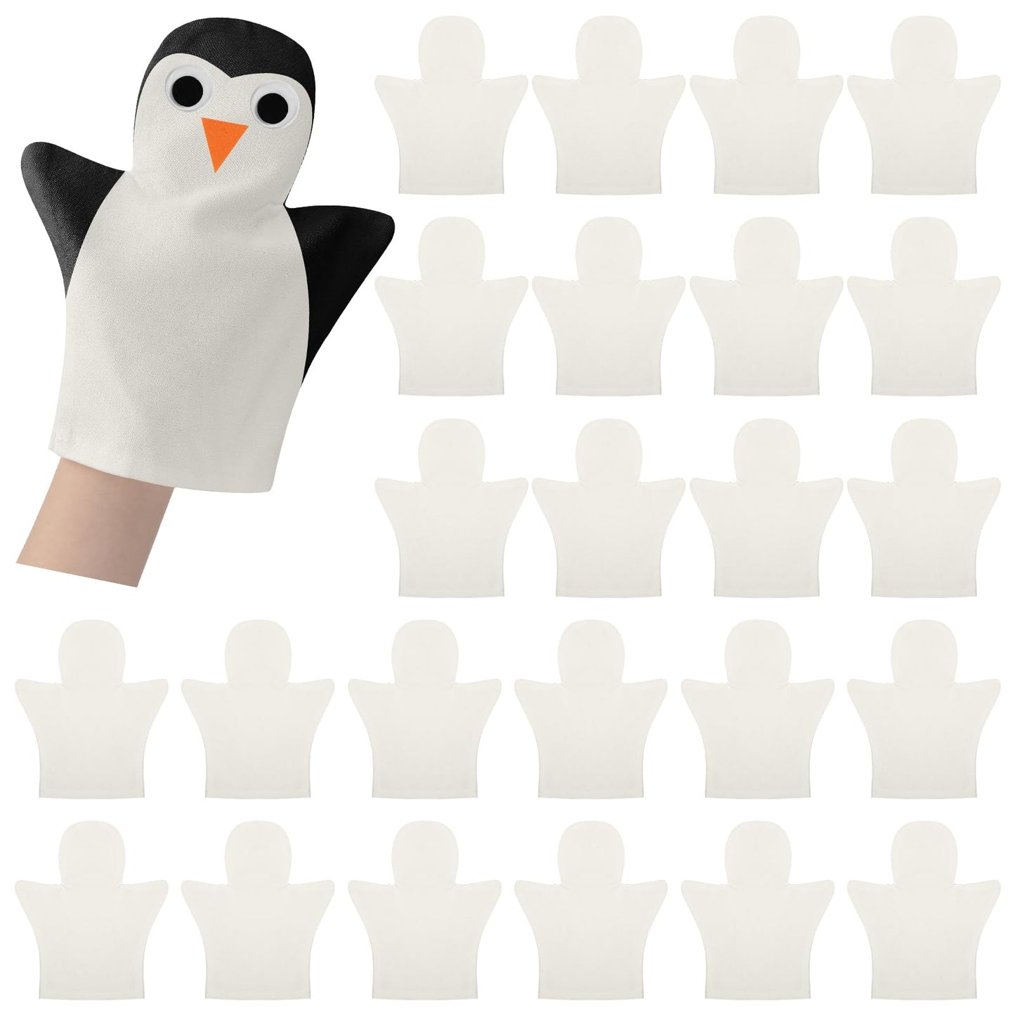 Soulchen 24 Pcs DIY Cotton Hand Puppet Kit 8 x 9.8 Inch Making Your Own Puppets Blank Fabric for DIY Crafting Storytelling Family Activities Art Party Supplies Creative Play Holiday Subject Gifts