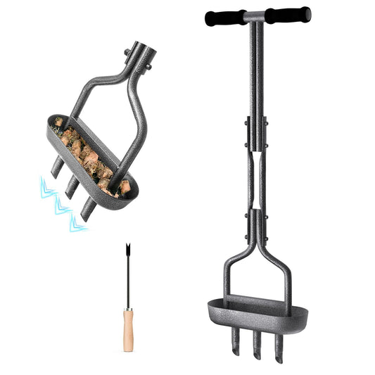 Lawn Aerator Core Aerator Lawn Tool, JONONMAS Lawn Plug Aerator Manual Lawn Aerators with Soil Coring Storage Tray, Heavy Duty Soil Aerator Tool Yard Grass Aeration Areator for Compact Soil