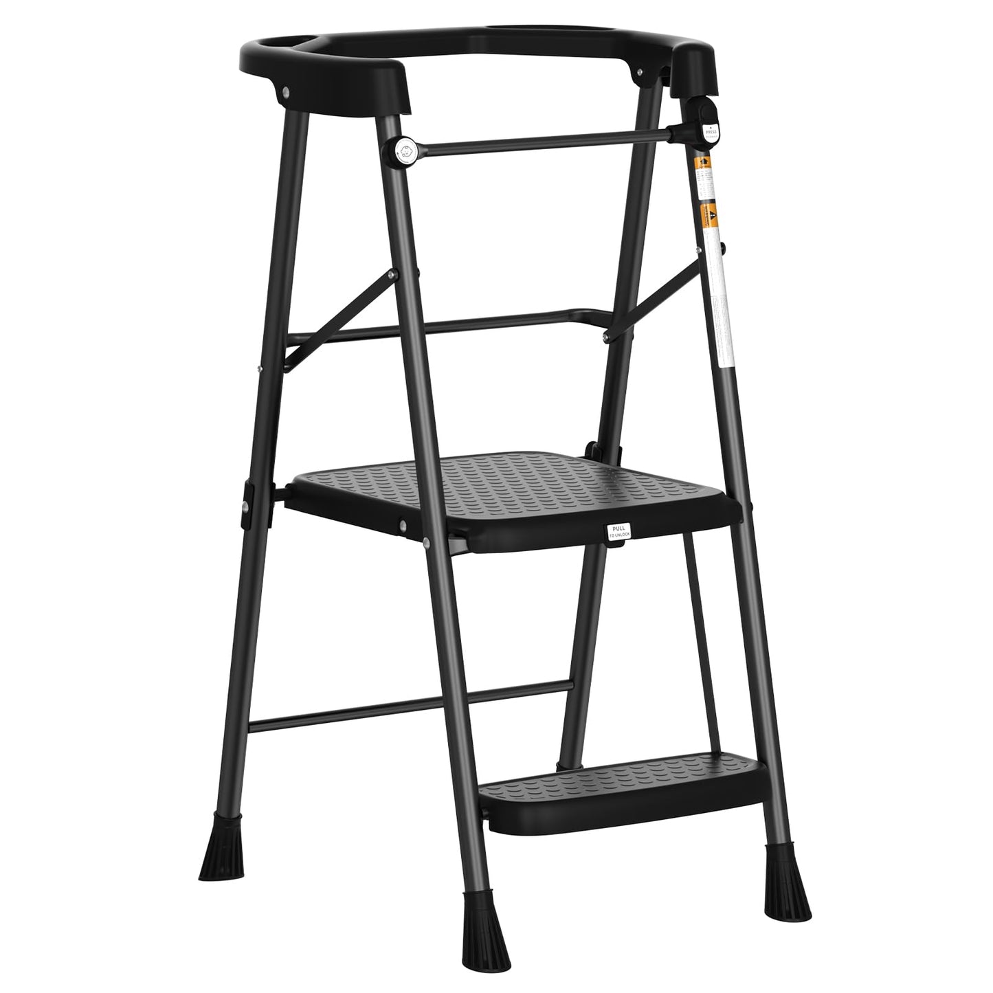 HBTower Kids 2 Steps Step Stool,Toddler Tower for Kitchen Counter Learning,Toddler Kitchen Stool Helper with Anti-Drop Safty Railing Kids Standing Folding Stepper(Black)