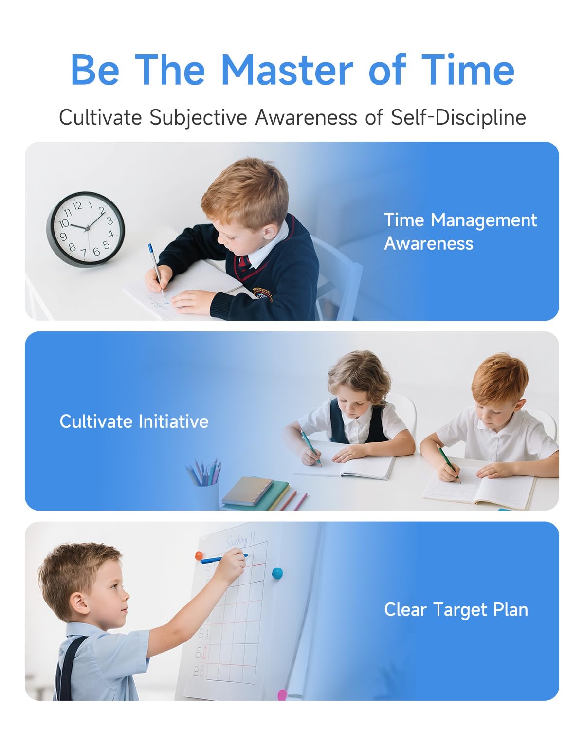 Visual Timer for Kids with Planning Board, 3-in-1 Visual Schedule for Kids with Autism & ADHD, Chore Chart for Home, School, Classroom, Desk