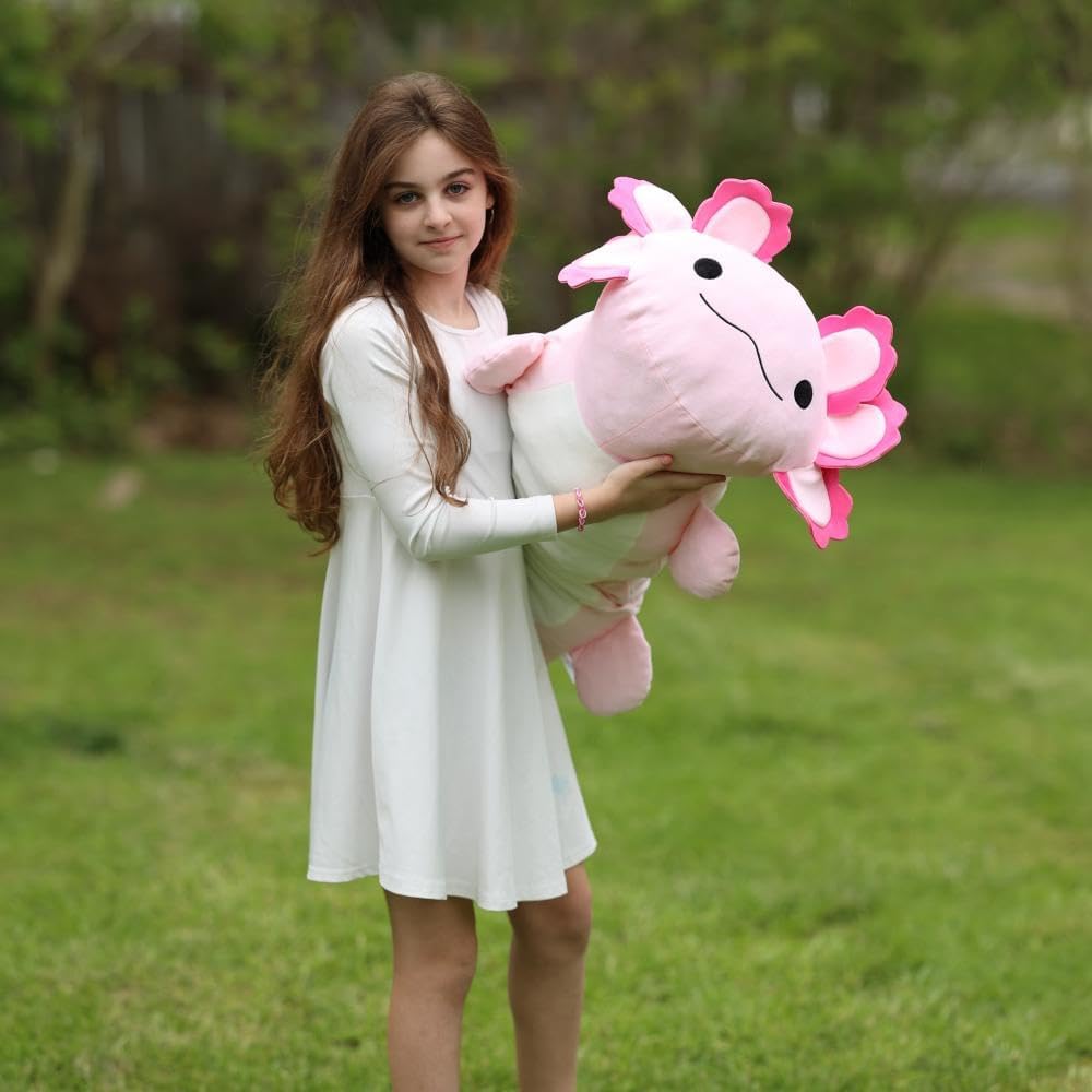 MaoGoLan Giant Axolotl Stuffed Animal, Ultra Soft 47 Inch Pink Salamander Body Pillow Plush, 4 Feet Jumbo Plushie Gift for Kids, Axolotl Lovers, Home Decor