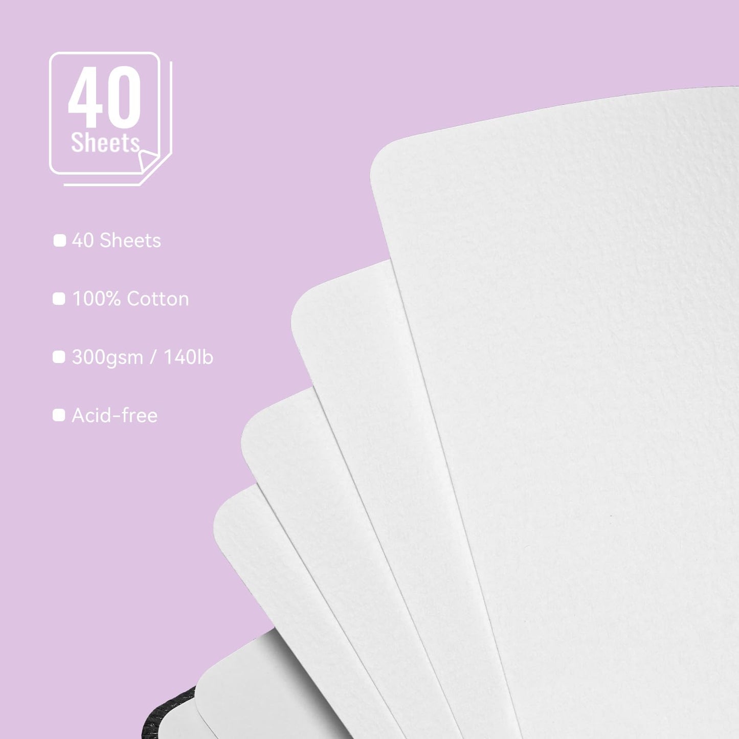 Paul Rubens Square Watercolor Journal 2 Pack 40 Sheets, 100% Cotton Acid-Free Hot Press Watercolor Sketchbook 7.48 * 7.48 Inches, 140lb/300gsm for Watercolors, Gouache, Acrylics