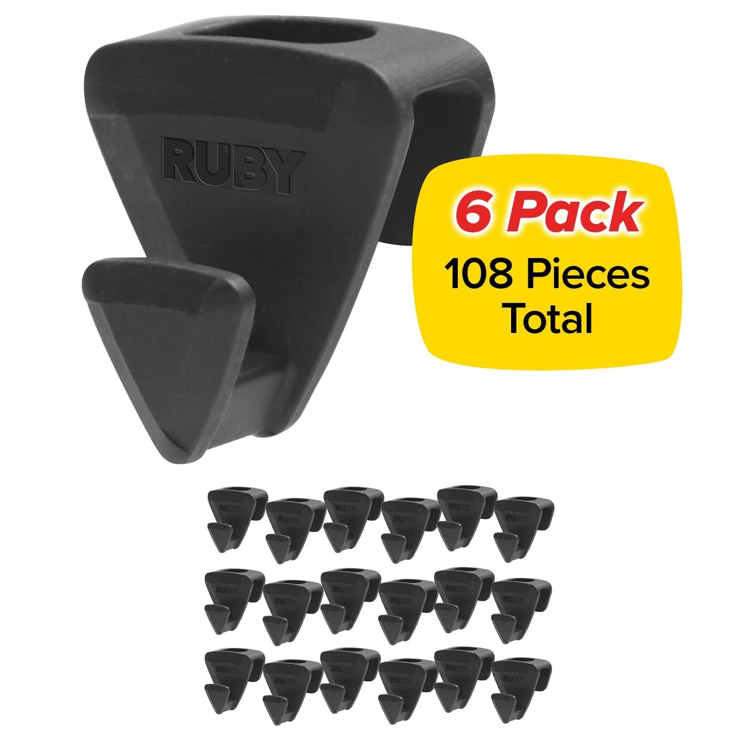 Original AS-SEEN-ON-TV Ruby Space Triangles, 6 Pack, Ultra- Premium Hanger Hooks Triple Closet Space 108 PC Value Pack, Black