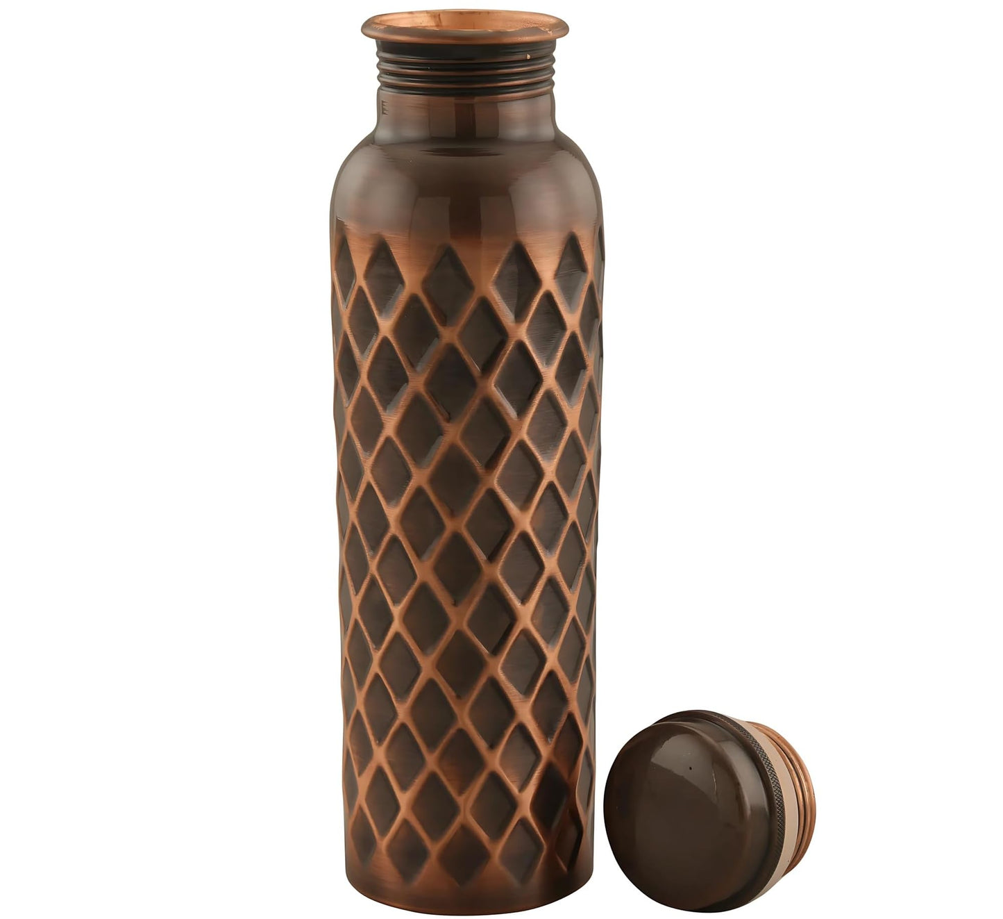 IND MADE Ayurvedic Pure Copper Water Bottle 34 Oz | Leak Proof | Durable & Rust Proof | Traditional Copper Drinkware | Eco Friendly | Non Toxic And BPA Free