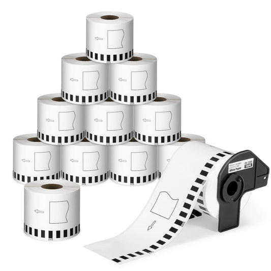 COLORTY 12 Rolls Compatible with Brother DK-2205 Continuous Paper Labels 2-3/7" x 100'(62mm x 30.48m), for Brother QL Label Printers QL-800 810W 820 820NWB 700 710W 600 1100nwb (12 Rolls + 1 Fram)