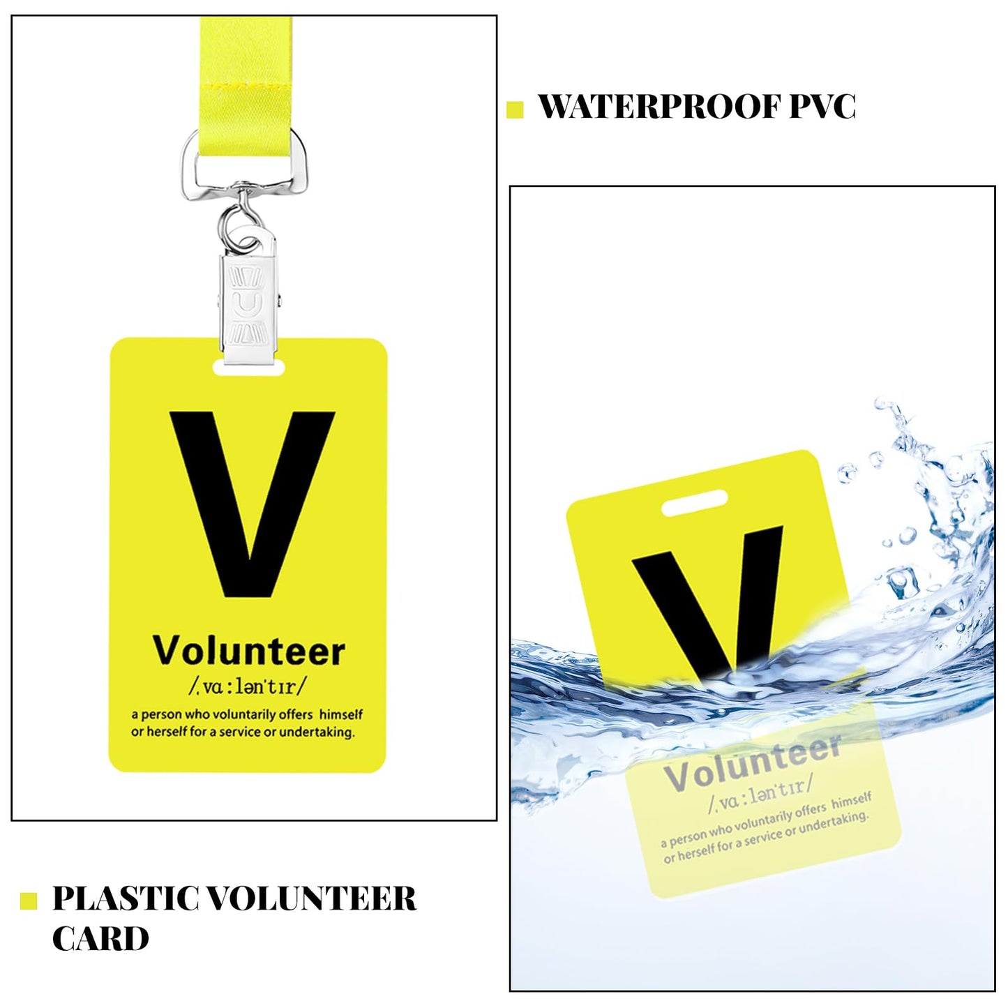 Fulmoon 50 Sets Volunteer Lanyards Bulk Breakaway Volunteer Lanyards and Badges with Clips for Event Fundraising Donation Activities