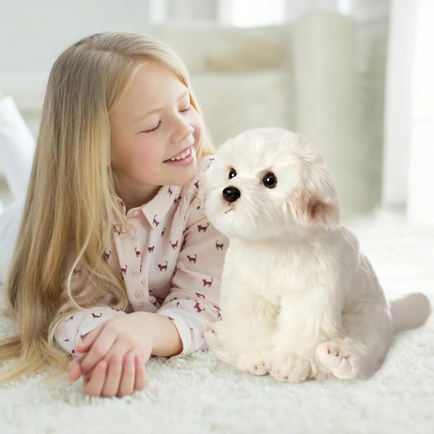 HollyHOME Maltese Stuffed Animal Realistic Maltese Dog Plush Toy Pet Gift for Kids 13 inches